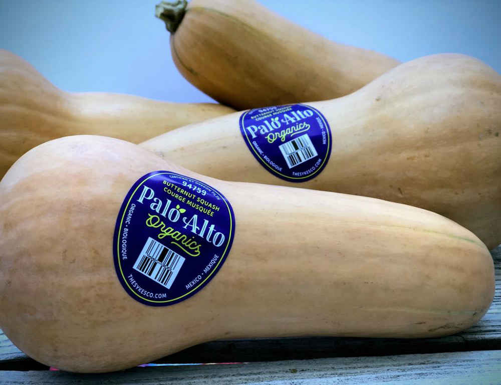 Butternut Squash with Palo Alto Organics Stickers